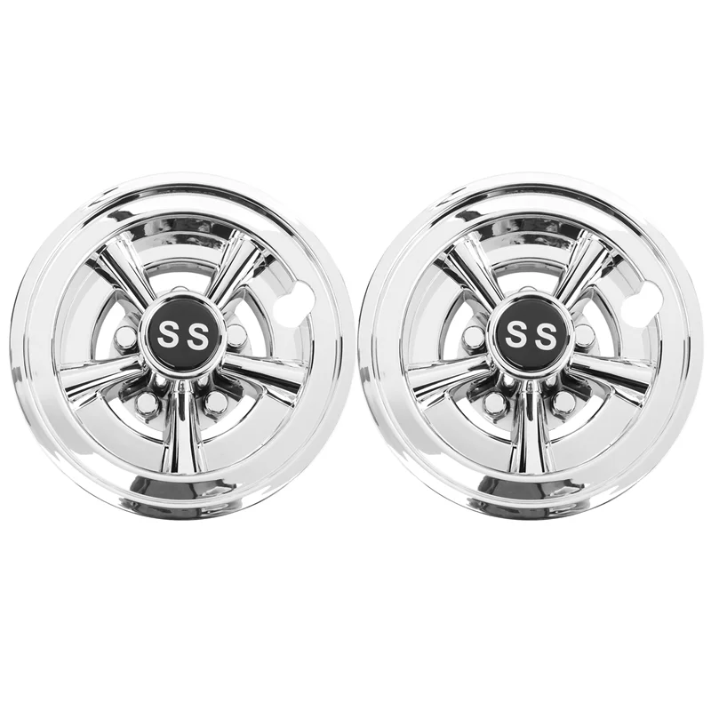 

A77T-2Pcs 8Inch SS Golf Cart Wheel Covers 5 Spoke Design Hub Cap For Golf Carts For Club Car EZGO Yamaha