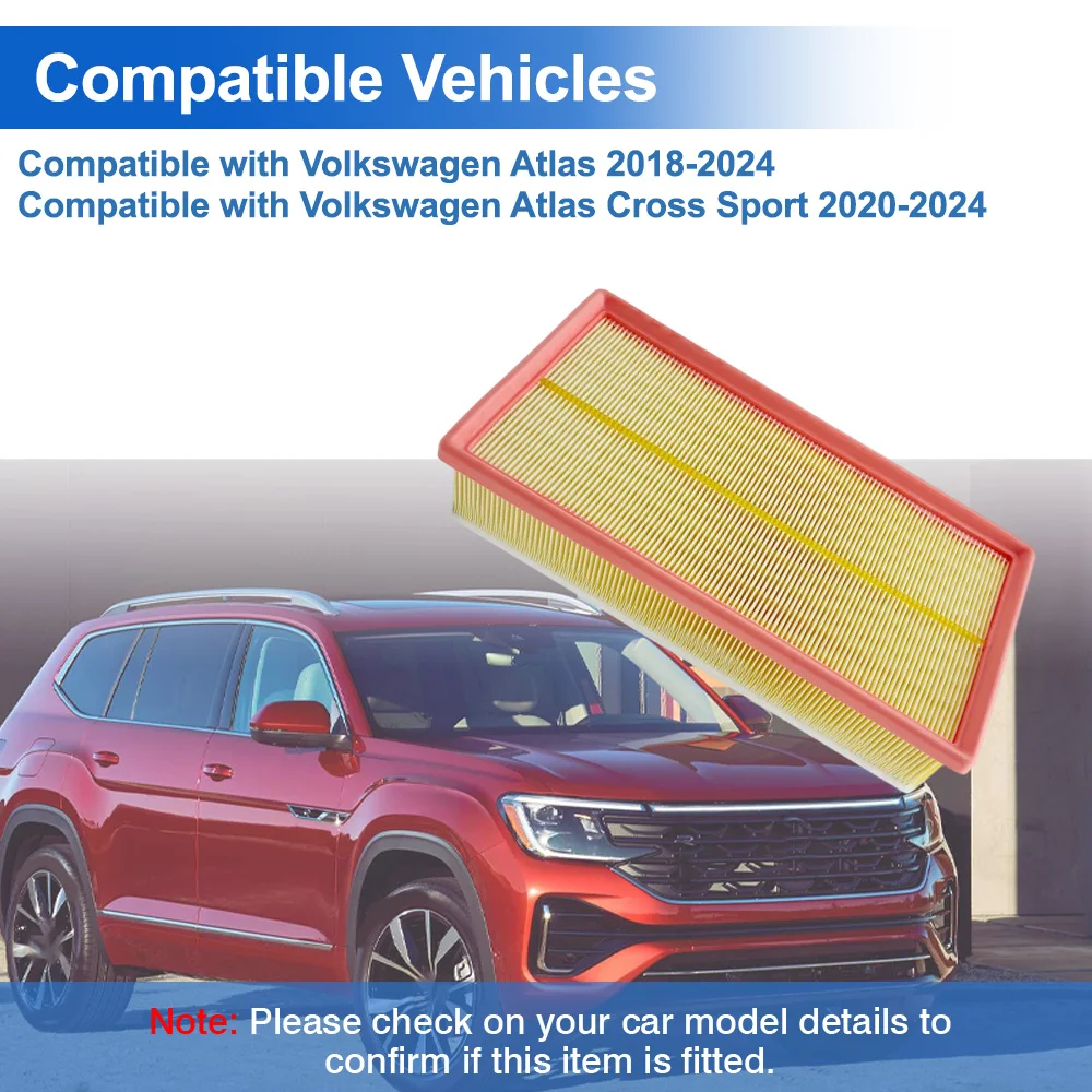 

For Volkswagen Atlas 2018-2024 Atlas Cross Sport 2020-2024 Car Engine Air Filter Accessories 3QF129620 CA12293 AF3623 WA10778