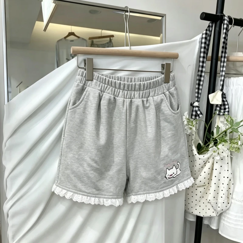Kawaii Print Cute Wide Leg Shorts Japanese Style Lolita Elastic Waist Sweet Korean Style Casual Fashion Women Clothes