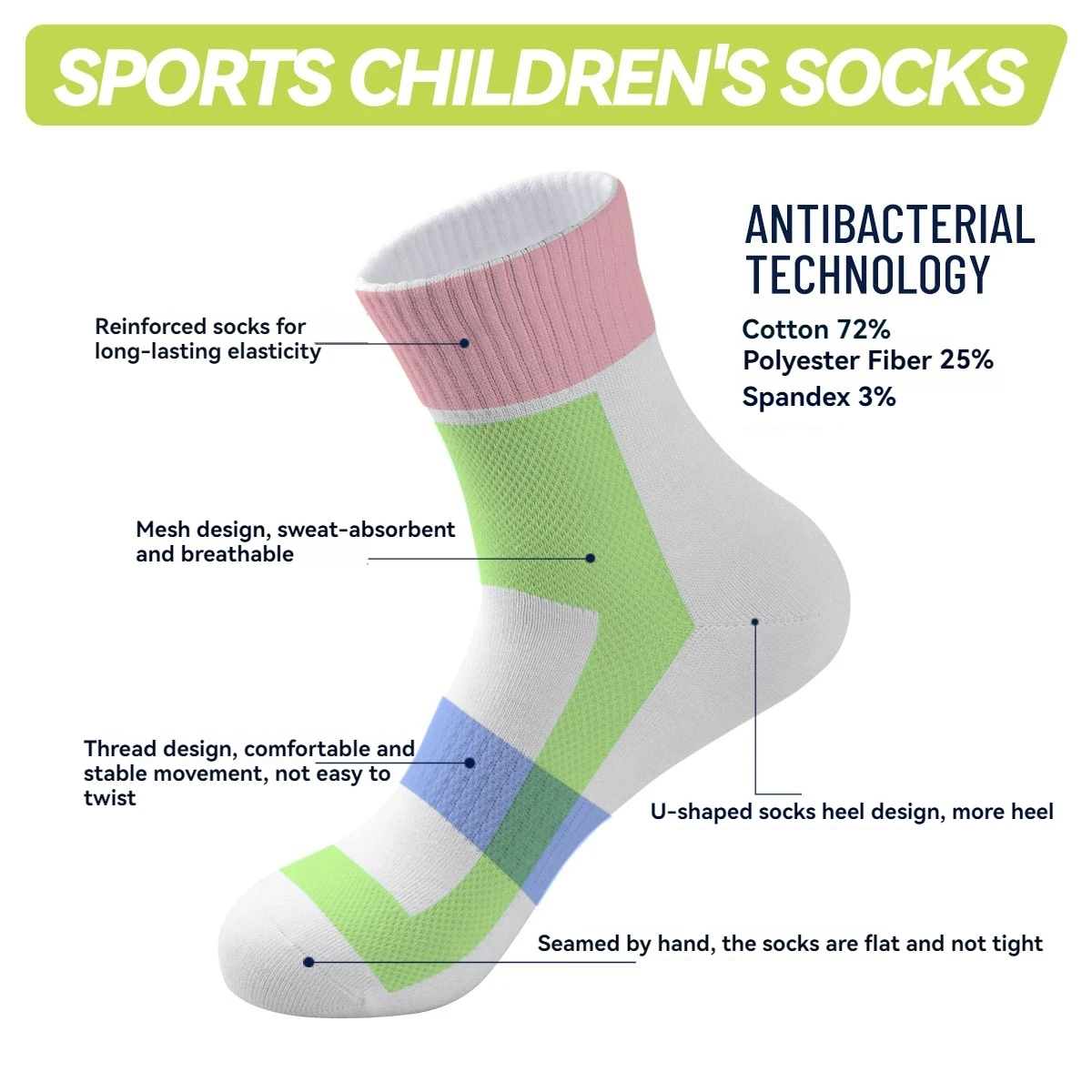 Children's Combed Cotton Antibacterial Socks – Summer Mesh Breathable Thin Style for Boys and Girls Ideal for Sports HomeSchool
