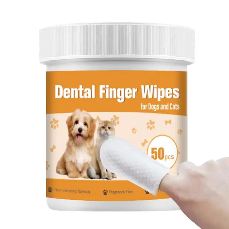 Finger Toothbrush Wipes For Dogs Oral Finger Wipes Toothbrushing Wipes Kit 50pcs Pet Teeth Cleaning Finger Wipes Cat Finger