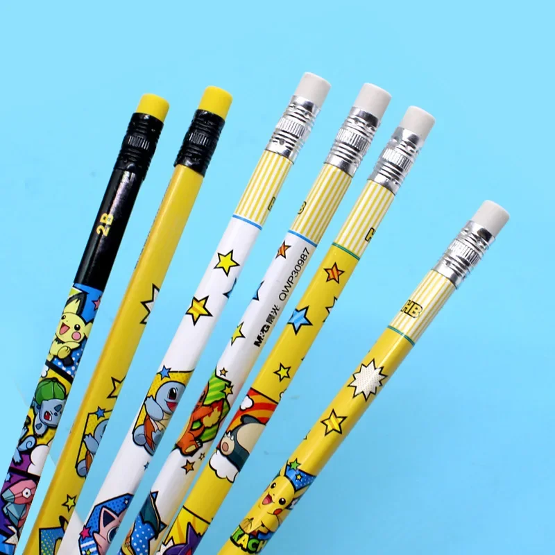 12pcs Pokemon Pencil Set 2B/HB Pencil Anime Jenny Turtle Piakchu Student Stationery School Supplies Cartoon Pen Bag Kids Gifts