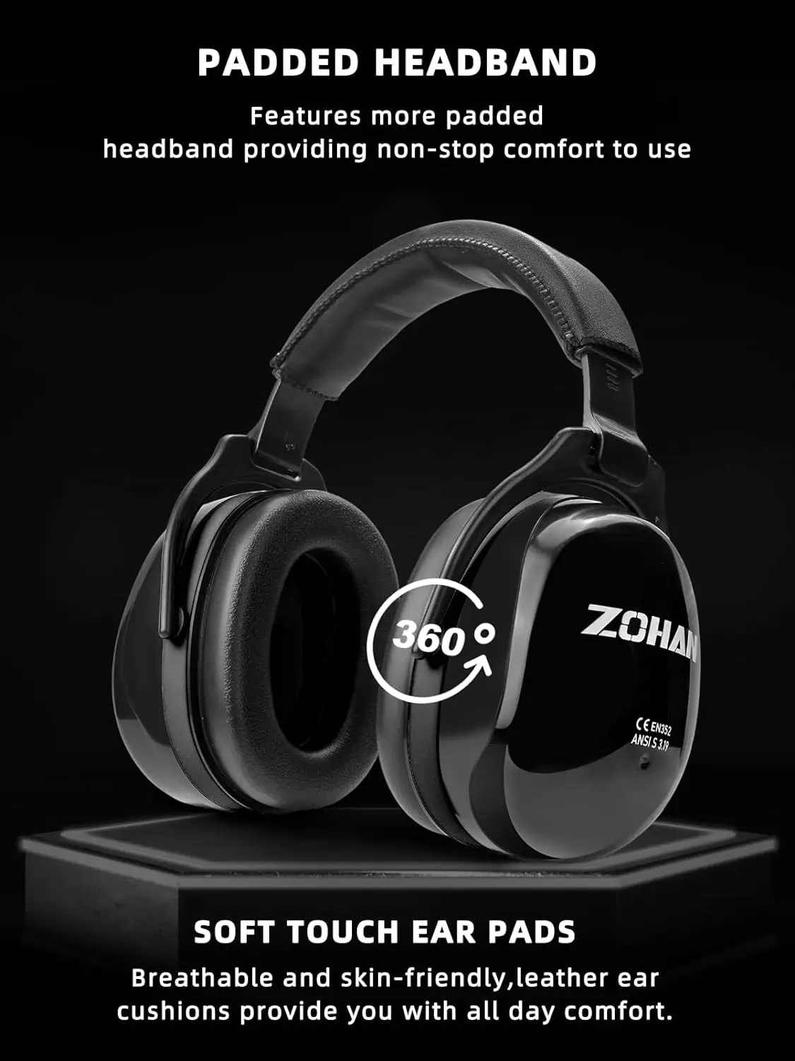 ZOHAN-Hearing Protector Passive Earmuffs High Noise Reducing Ear Covers Defenders for Autism, Headset Shooting, Headphone28dB