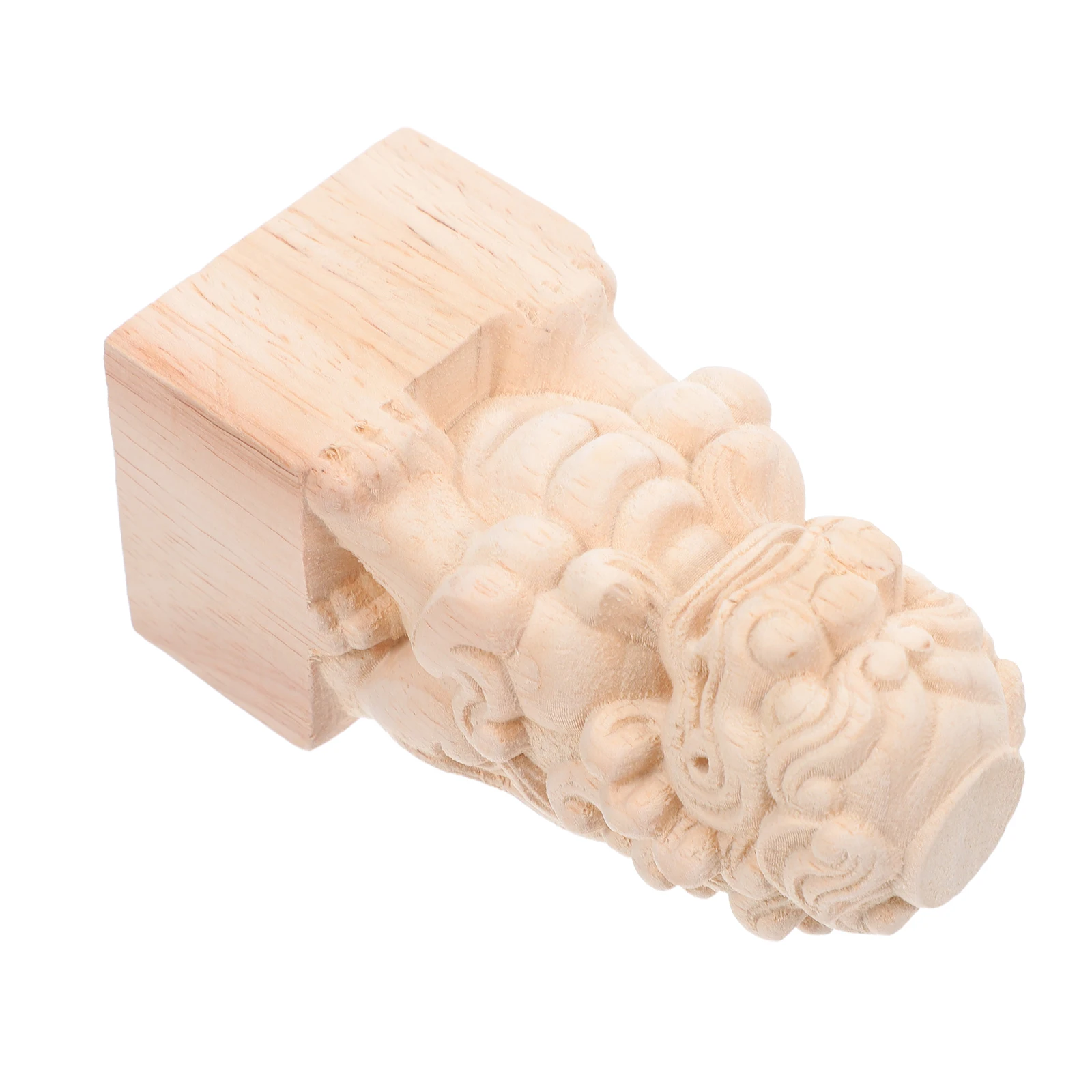 

Wood Carved Lion Finial Bridge Decor Garden Fence Top Feng Shui Guardian Statue Outdoor Wealth Symbol