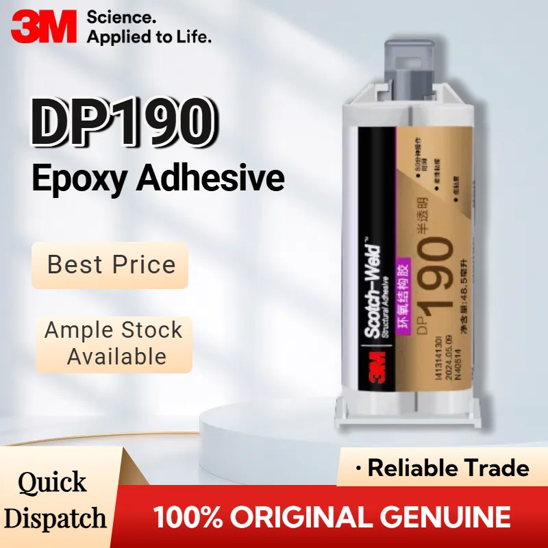 Adesivo Epóxi Original 3M DP190 Scotch-Weld 50ML Cinza Translúcido 1:1 Cola Estrutural de Duas Partes para Metal e Plástico
