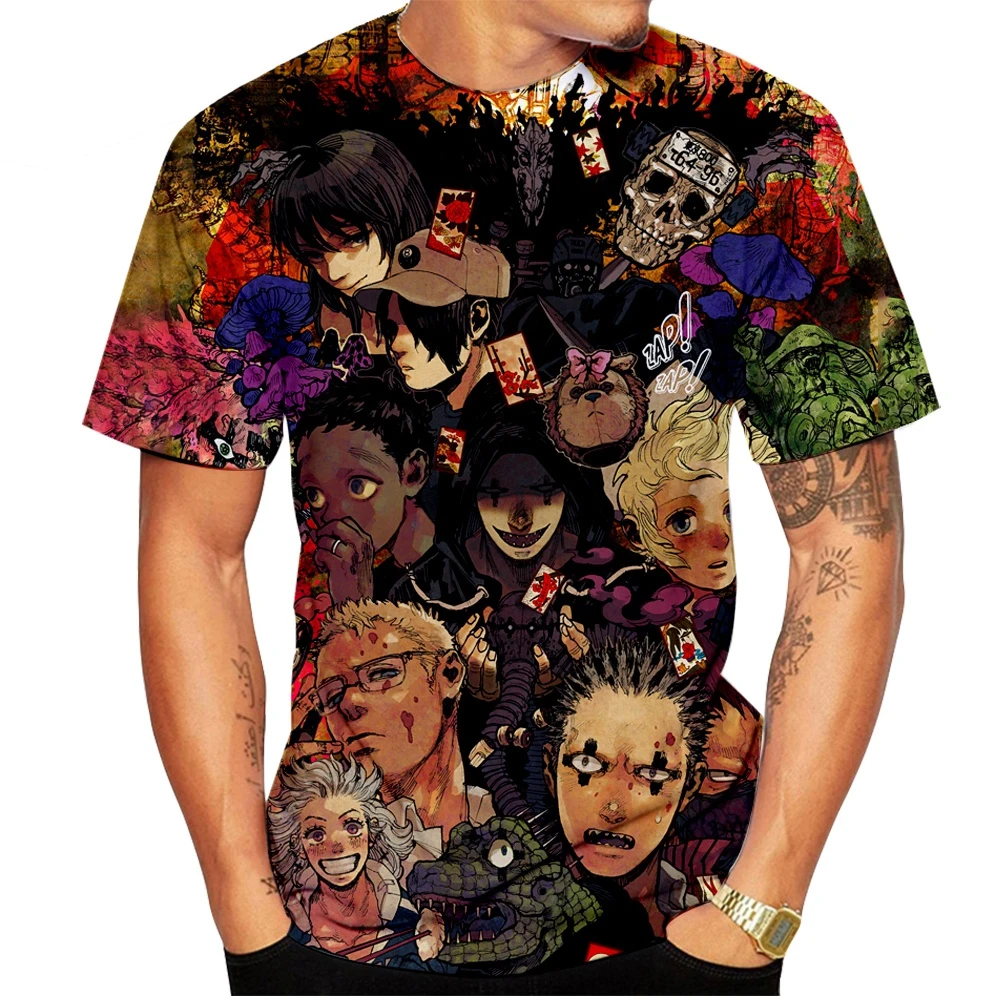 Fashion anime character creative 3D printing men's T-shirt top for summer comfort street personality short sleeved men's shirt