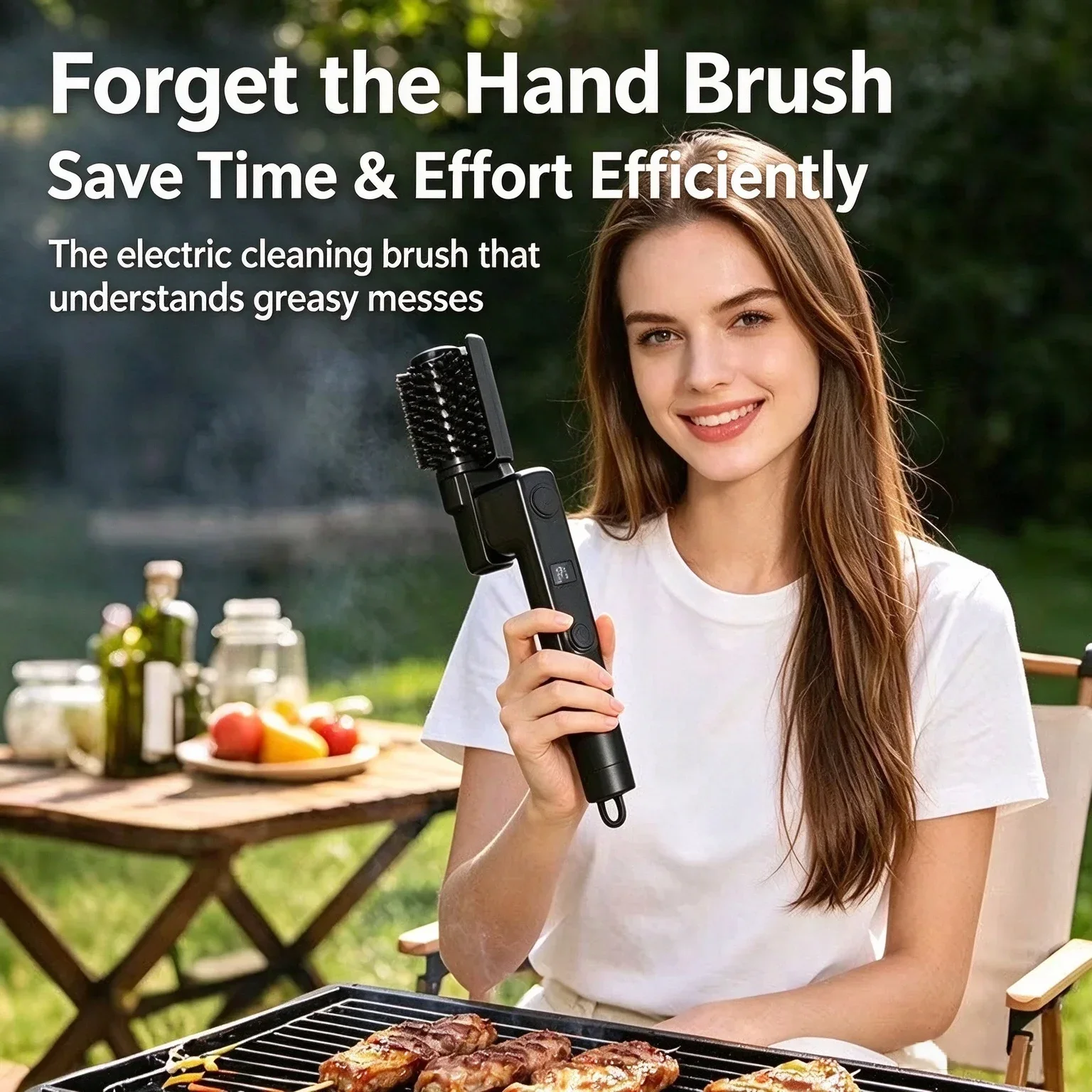 Electric Grill Brush Rechargeable, 3 Powerful Speed BBQ Grill Brush for Outdoor Grill, 180° Adjustable, Stainless Steel Rotary B