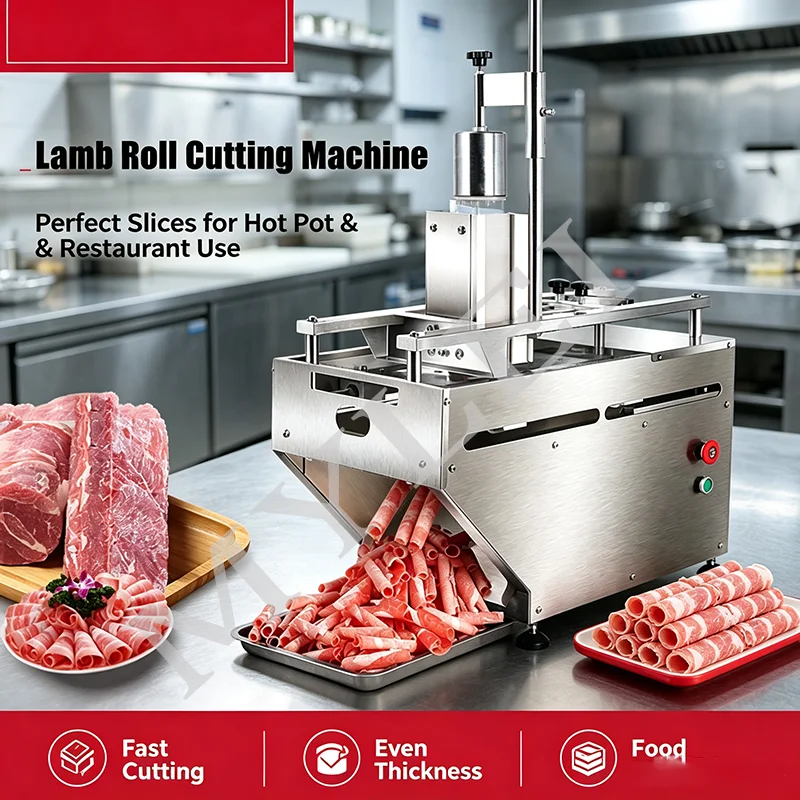 Stainless Steel Automatic Food Processing Meat Slicer Fully Automatic Commercial Frozen Meat Cutting Machine