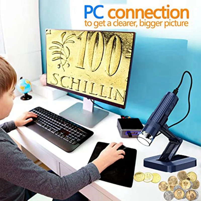 1 Piece Digital Microscope 50X-1000X Magnifying Coin Microscope Wireless HD Microscope Camera