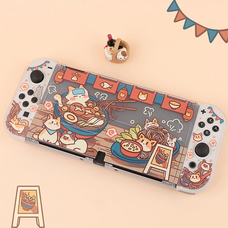 Funda Nintendo Switch OLED Case Kawaii Cat Cover Hard PC Dockable Protective Shell For Nintendo Switch Controller Joy-Con