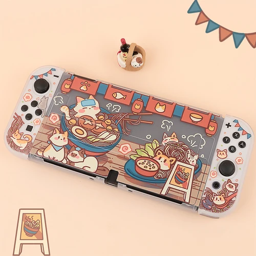 Imagen 2 del producto Funda Nintendo Switch OLED, Funda de gato Kawaii, carcasa protectora acoplable de PC dura para controlador de Nintendo Switch Joy-Con
