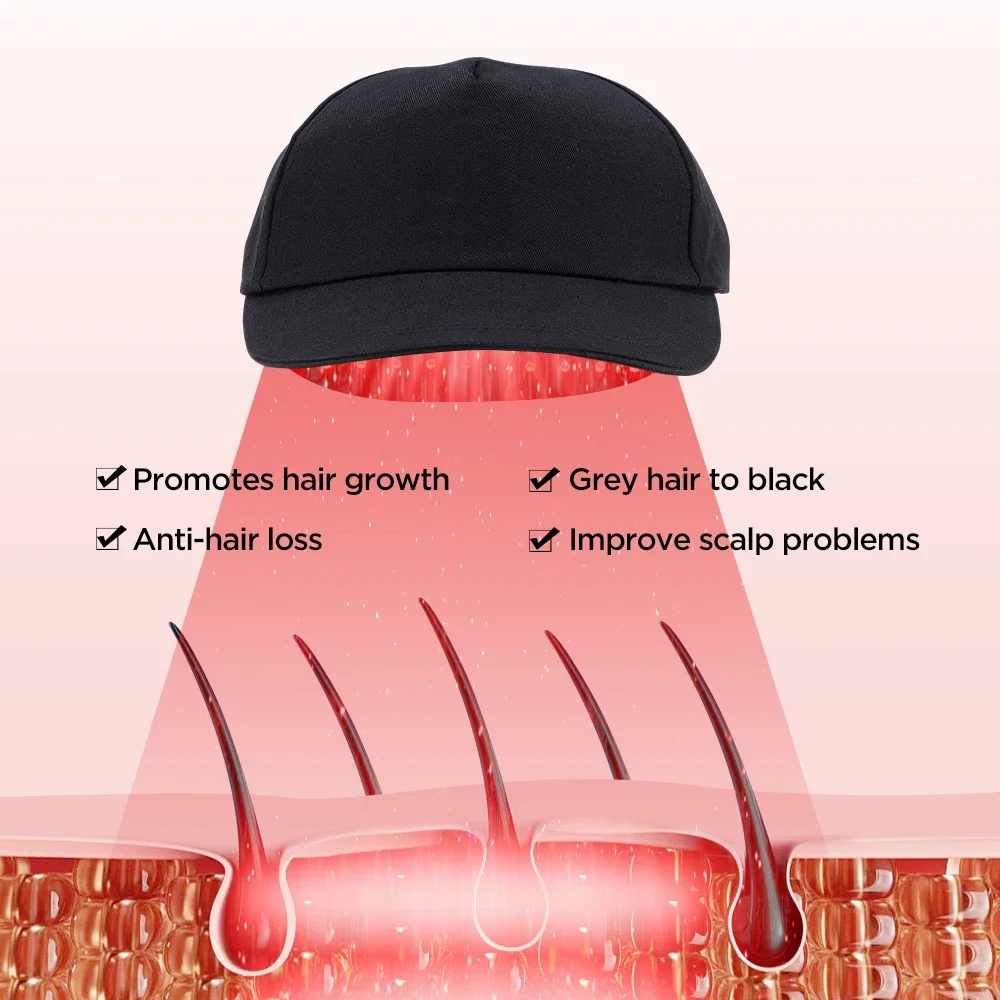Wireless Red Light Hair Regrowth Cap Portable LED Scalp Stimulation Hat For Thinning Bald Hair