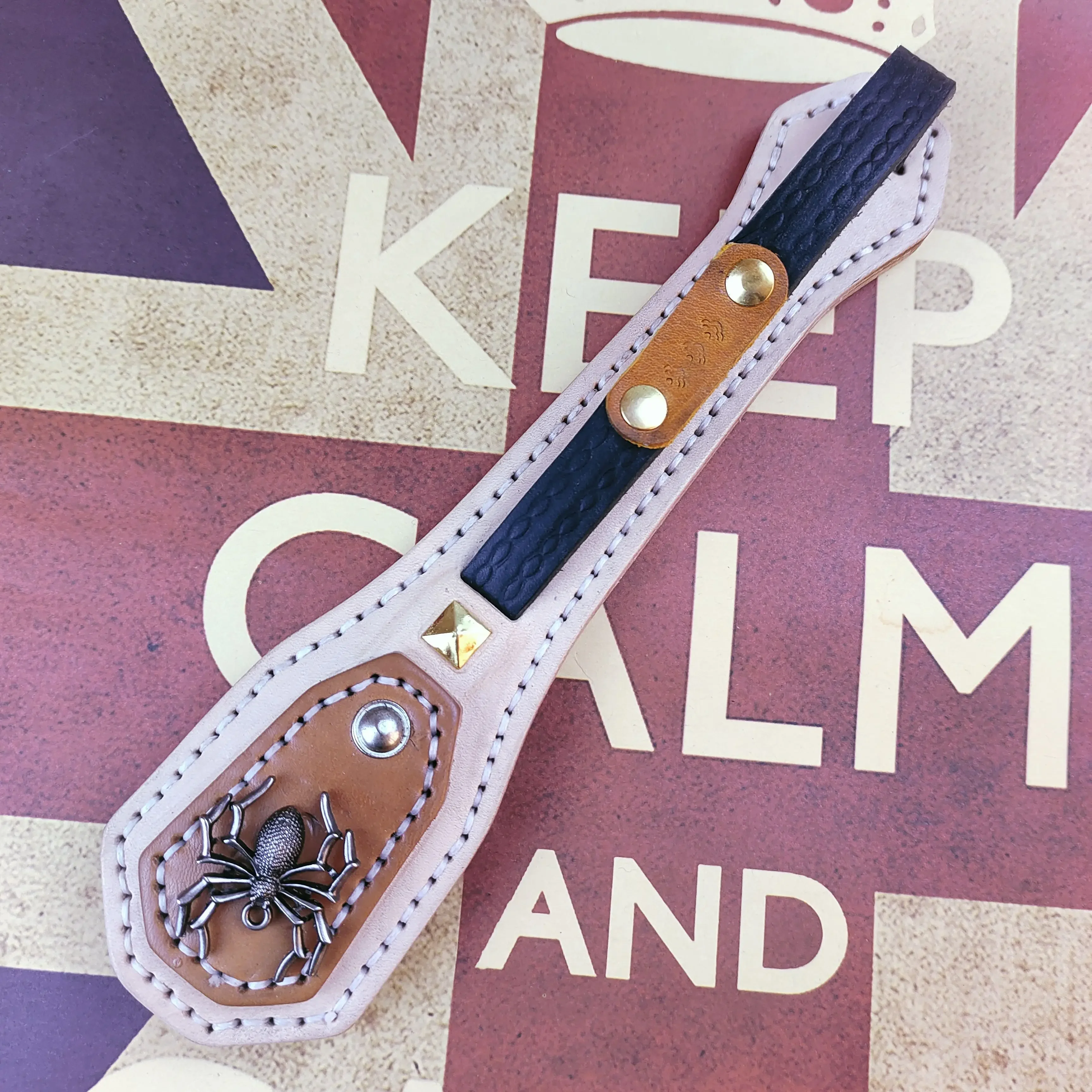 Outdoor Portable EDC Multifunctional Head Layer Cowhide Boston Leather Racket Built-in Lead Block Women's Self-defense Tool