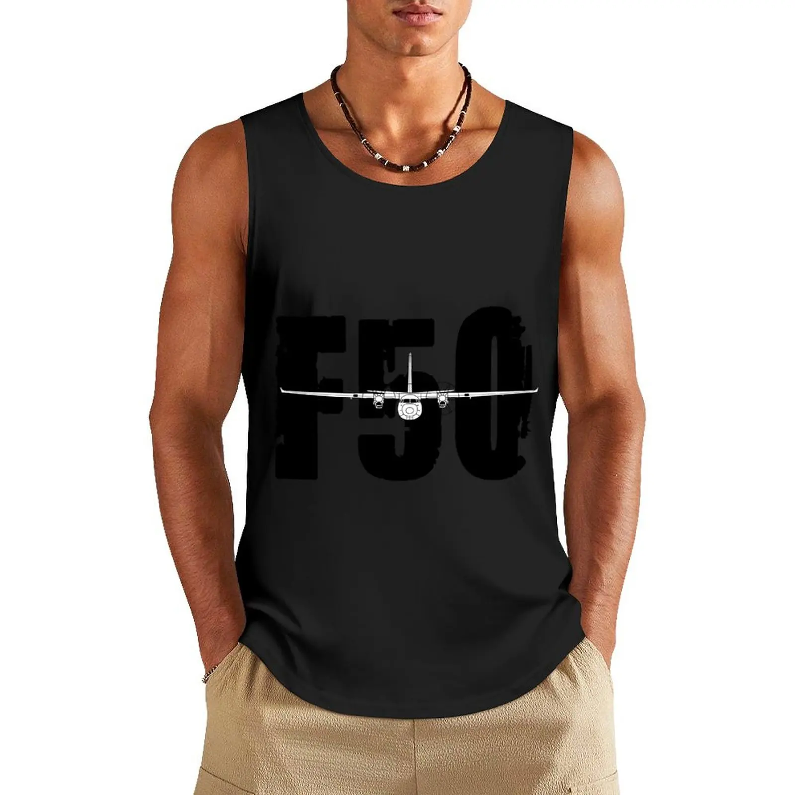 

Fokker 50 Tank Top summer clothes plain t-shirt