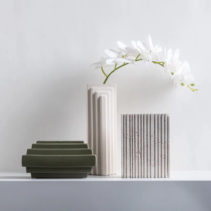 Ornament Geometric Ceramic Ornament Flower Ware Modern Simple Flower Arrangement Hydroponics Model Room Living Room Homestay