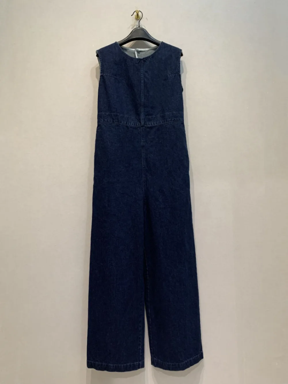 Kuzuwata New O Neck Sleeveless Patchwork Jumpsuits Loose High Waist Straight Wid Leg Pants Japan Off Shoulder Denim Fit Rompers