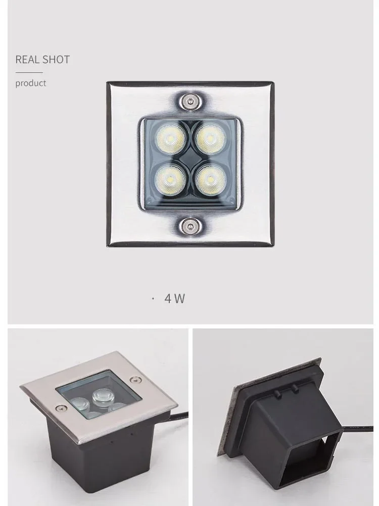 الفولاذ المقاوم للصدأ مربع IP67 مقاوم للماء حديقة LED إضاءة تحت الأرض 3 واط 5 واط 9 واط في الهواء الطلق دفن مسار بقعة راحة صندوق الإضاءة