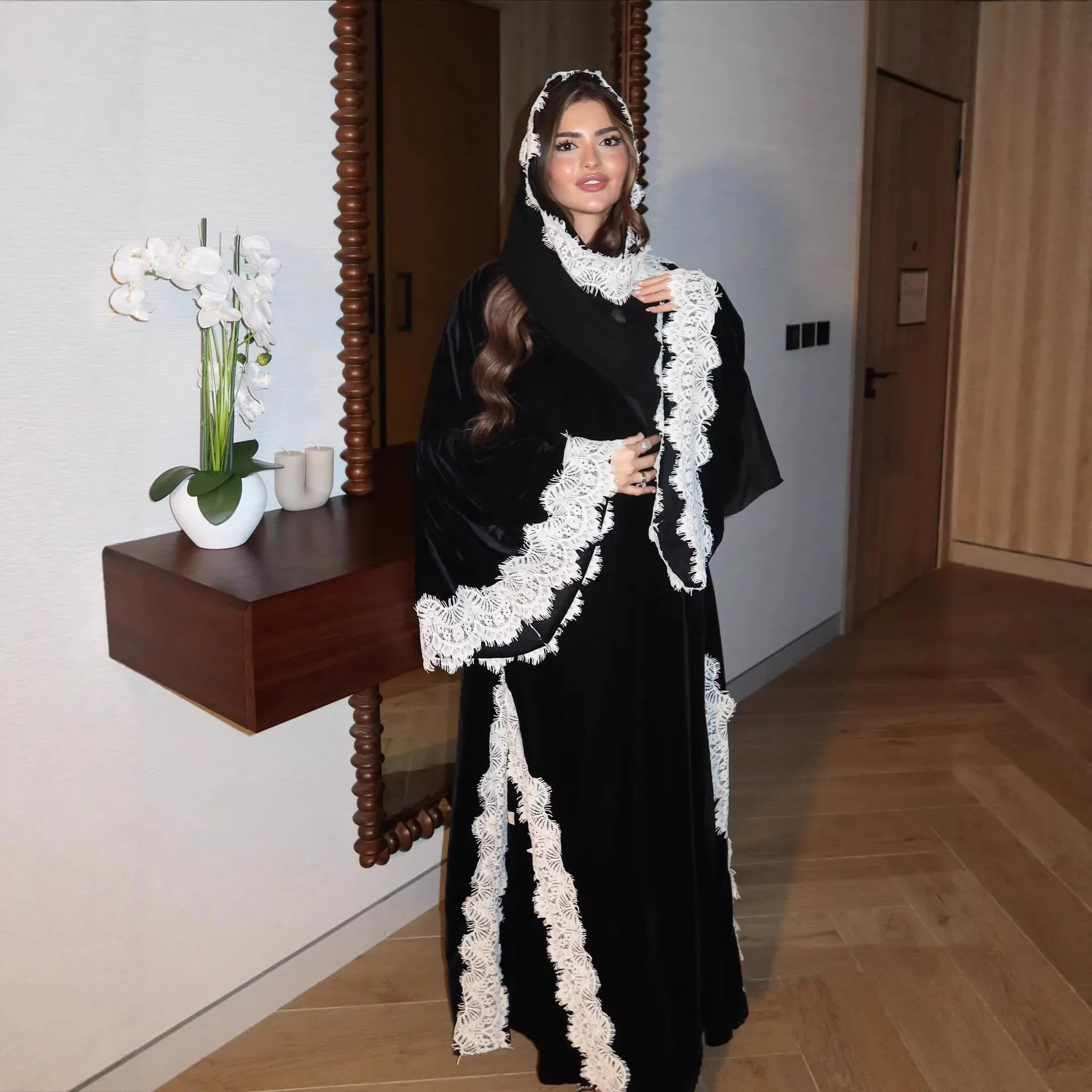 Muslim Dress Suit Women Eid Open Abaya Dresses Hijab 3 Piece Set Lace Ramadan Party Cardigan Robe Vestidos Dubai Kaftan Jalabiya