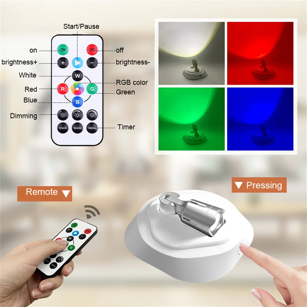 Wireless Spotlights Color Changing Remote Rechargeable Ceiling Mini Lamp Spot Light Indoor Wireless Led Spotlight with Battery