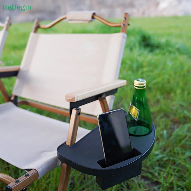 Portable Recliner Cup Holder Snack Tray with Accessory Slots Mobile Phone Slot for Patio Chair Lounge Camping Outdoor Hiking