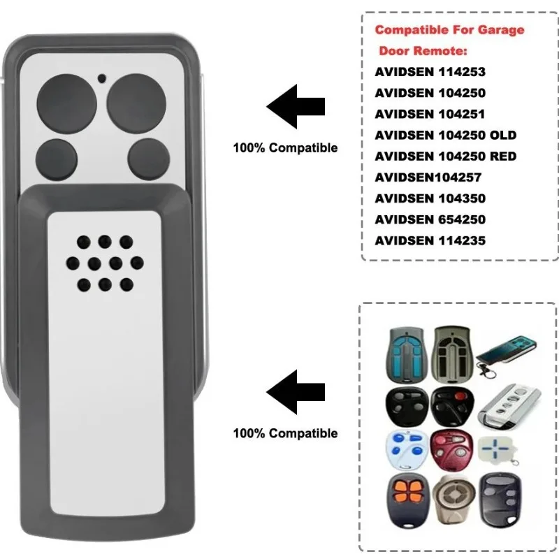 433MHz Rolling‑Code Garage Door Remote Control Hand‑Held Transmitter Key Fob Compatible with AVIDSEN Garage Gate Opener System