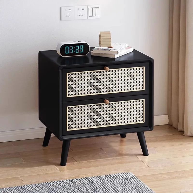 طاولة بجانب السرير من الخيزران على الطراز الصيني الاسكندنافي، خزانة من الخشب الصلب، خزانة صغيرة بجانب السرير، خزانة من خشب الرماد البسيط الاسكندنافي #2