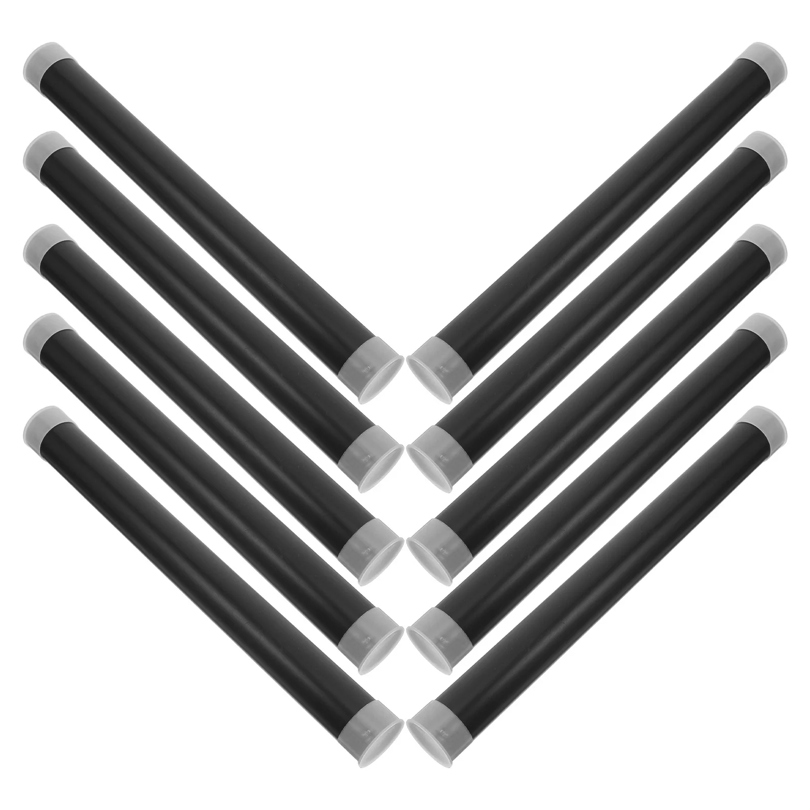 Tubos de armazenamento de plástico preto, recipientes cilíndricos para envio postal, para impressão artística, pôster, plano, artesanato, transporte de fornecimento, com 10 peças