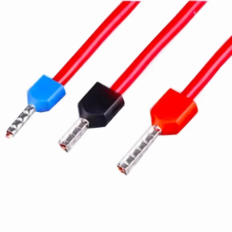 100PCS Red Copper Insulated Ferrules Cord End Crimp Terminal Double Wire Connector Pin Electrical Cable Connector TE7508 TE2508