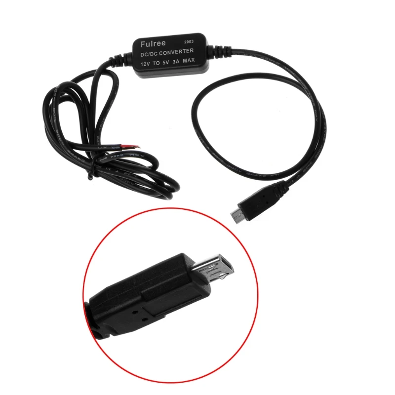 

2024 New Car Charger Micro USB Output 12V to 5V 3A Power Supply Converter For PDA DVR Camcorder