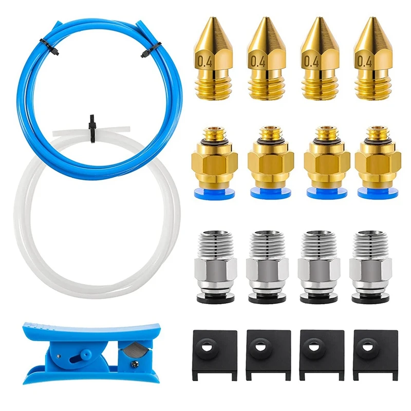 

Комплект 3D-принтера Трубка Ptfe Pc4-M6 Pc4-M10 Пневматические аксессуары Носки Mk8 Сопло 0,4 мм для 3D-принтеров, таких как Ender-3