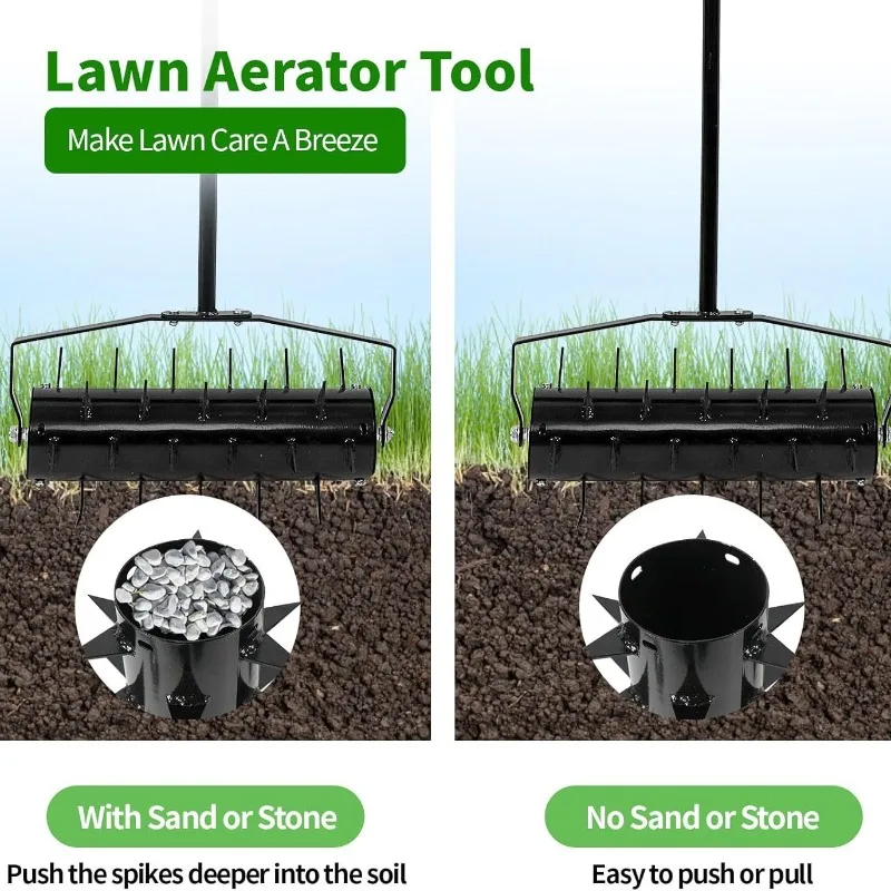 Rolling Lawn Aerator, Manual Lawn Tools Soil Penetrator Machine Breathable Lawn Machine