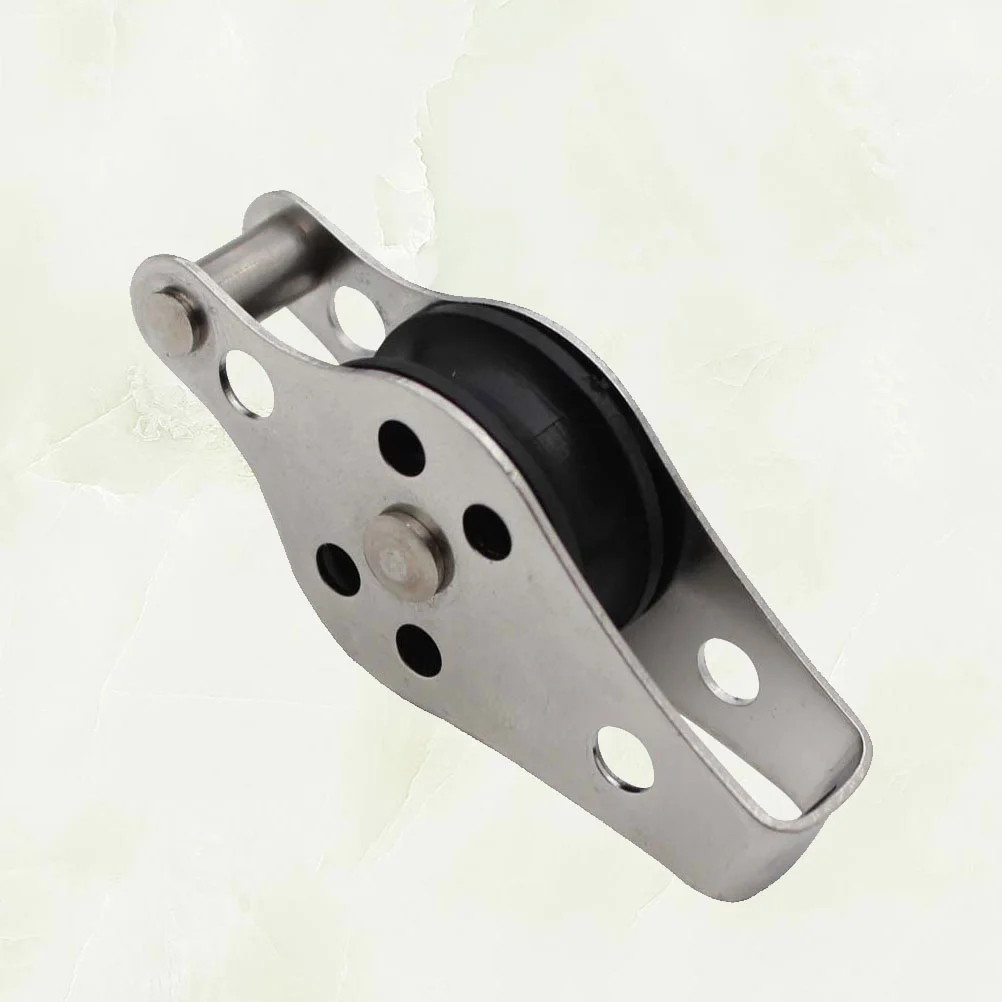 Stainless Steel Boat Pulley Tackle Puller Lift Tools Nylon Rope Single Pulley Nylon Rope Pulley