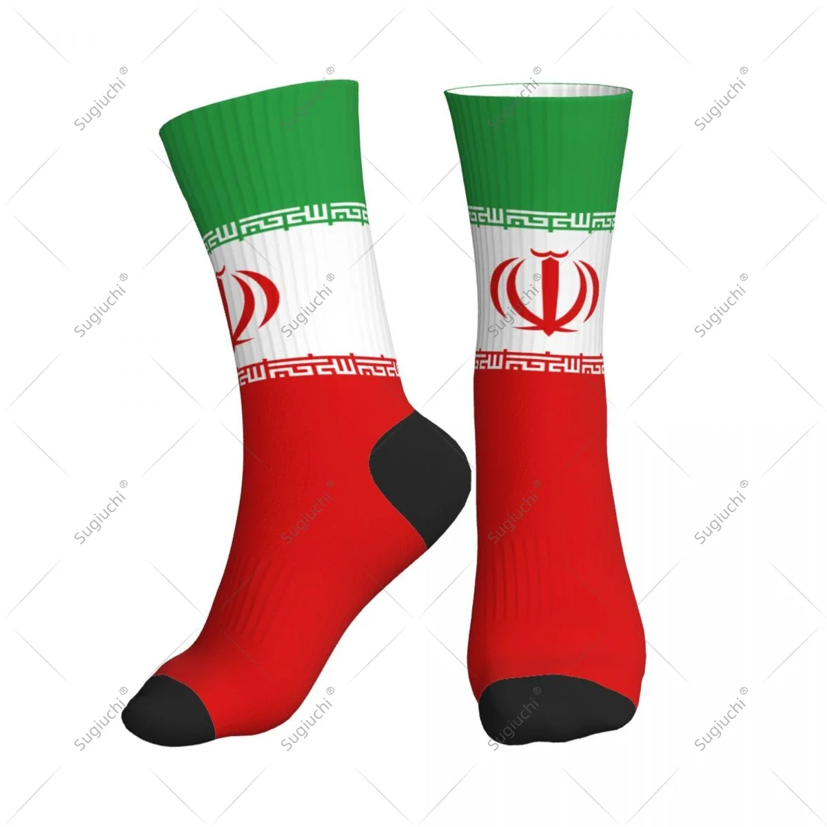 

3D Printed Iran Flag Iranian Country Polyester Mid-calf Socks For Men Women Kawaii Socks Street Skateboard Socks