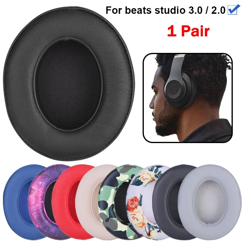 Ear Pads Replacement For Beats Studio 3.0/2.0 Wireless and Wired Headphone High Density Memory Foam Soft Leather Ear Cushions