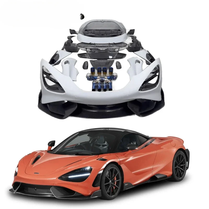 The McLaren 720S upgrades to the 765 body kit with FLDZ Auto Parts Auto 765 style carbon fiber front lip spoiler body kit