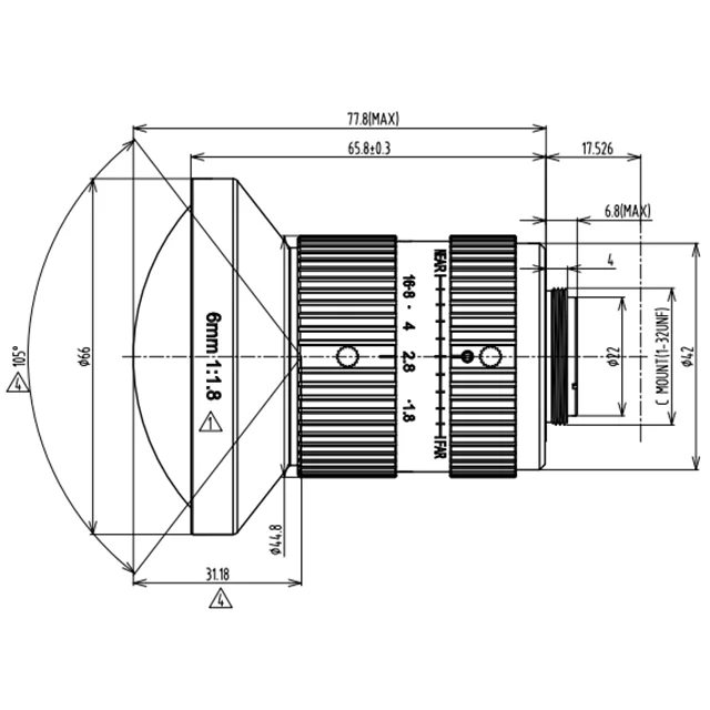 C0420-2M Wide Angle 4mm F2.0 Fixed Focal Length Factory Automation C Mount Lens