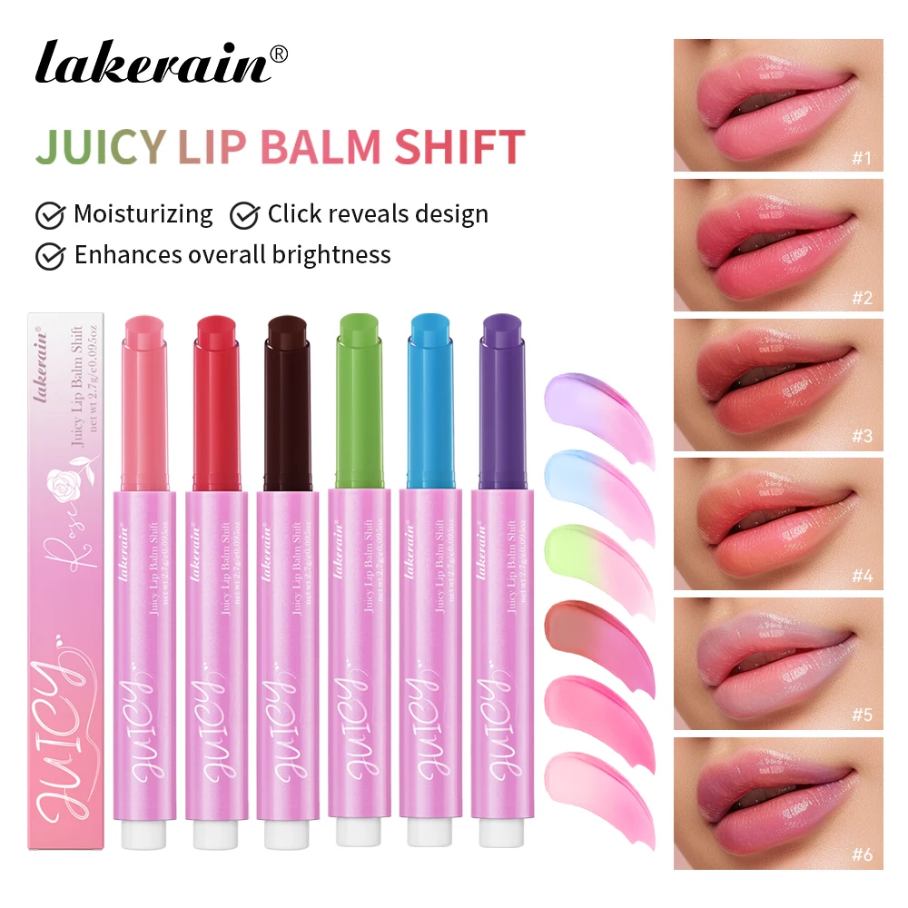 Natural Juicy Lip Balm shift Moisturizing Lipstick Temperature Color Change Lip Balm 6 Colors Long Lasting Nourishing Lip Stick