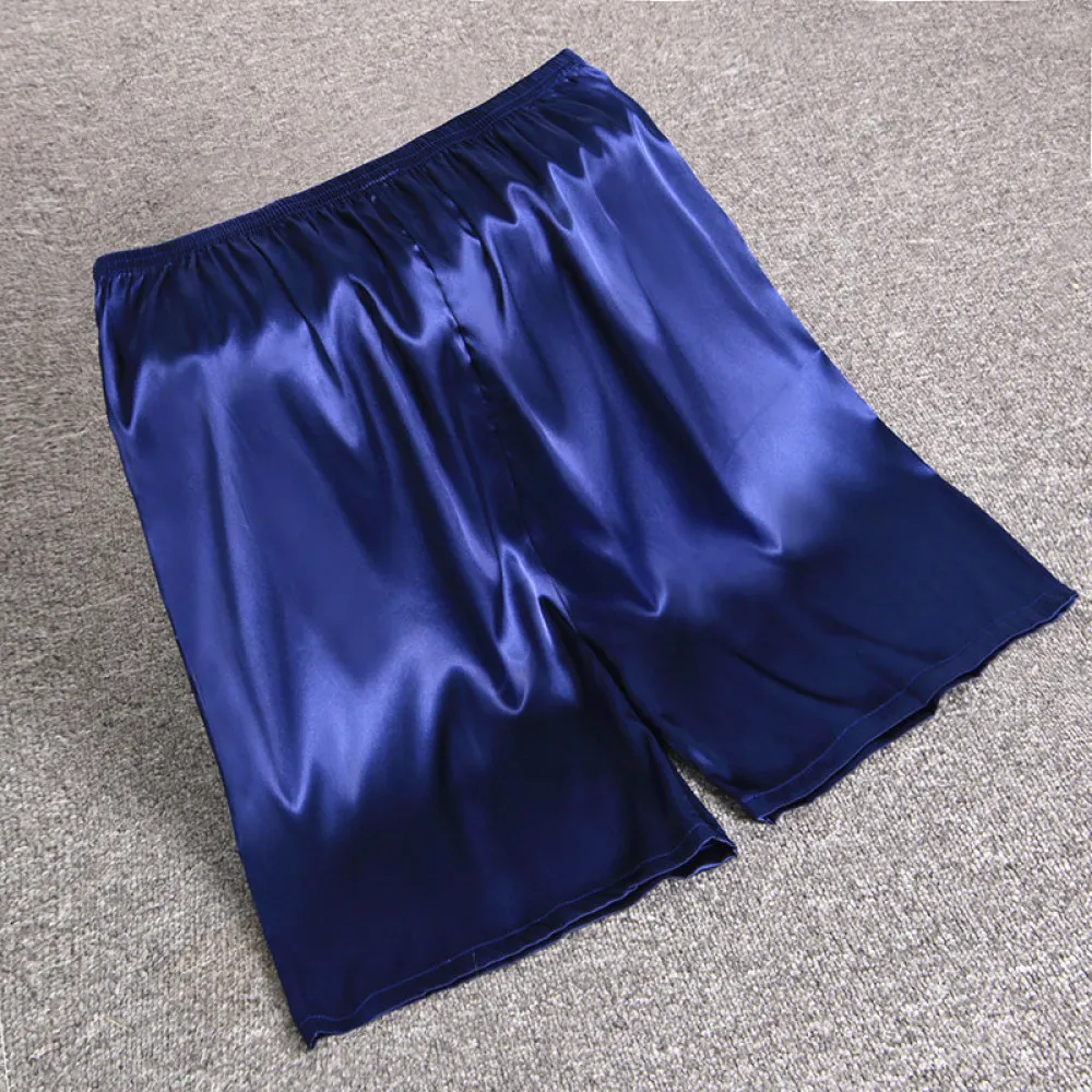 Mens Faux Silk Sleepwear Shorts Summer Loose Lounge Bottoms Breathable Comfy Home Pants Casual Lightweight Sleep Pants
