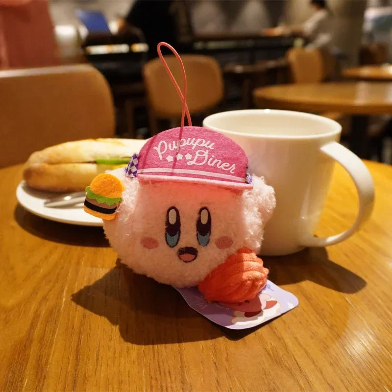 Kirby muñeco de peluche de dibujos animados Anime lindo Kirby llavero de felpa mochila de moda colgante encanto llavero de coche regalos de vacaciones para niñas y niños