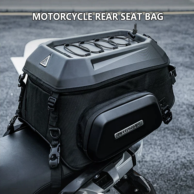 Motorcycle Rear Seat Bag With Rain Cover Backpack 23L-35L Large Capacity Expandable Motorcycle Waterproof Tail Bag