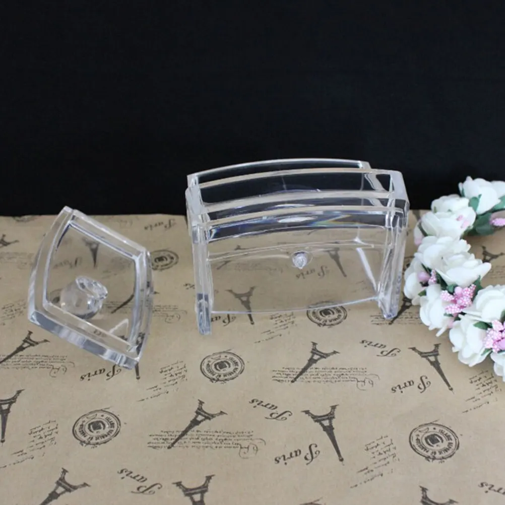 

Crystal Cotton Swab Box Storage Boxes with Lids Holder Pads Transparent Case Acrylic