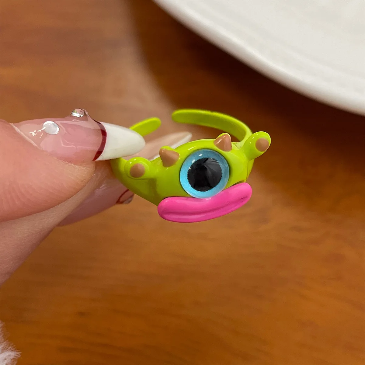 Kiss Jewelry New Ugly Cartoon Monster Finger Rings for Women Girls Kids Opening Cute Funny Animal Cat Ring Jewelry Party Gift