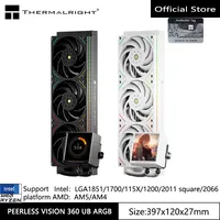 Thermalright PEERLESS VISION UB360 ARGB Radiador de agua fría todo en uno, pantalla completa de 3,95 pulgadas/ventilador integrado/soportes LGA1851/AM5