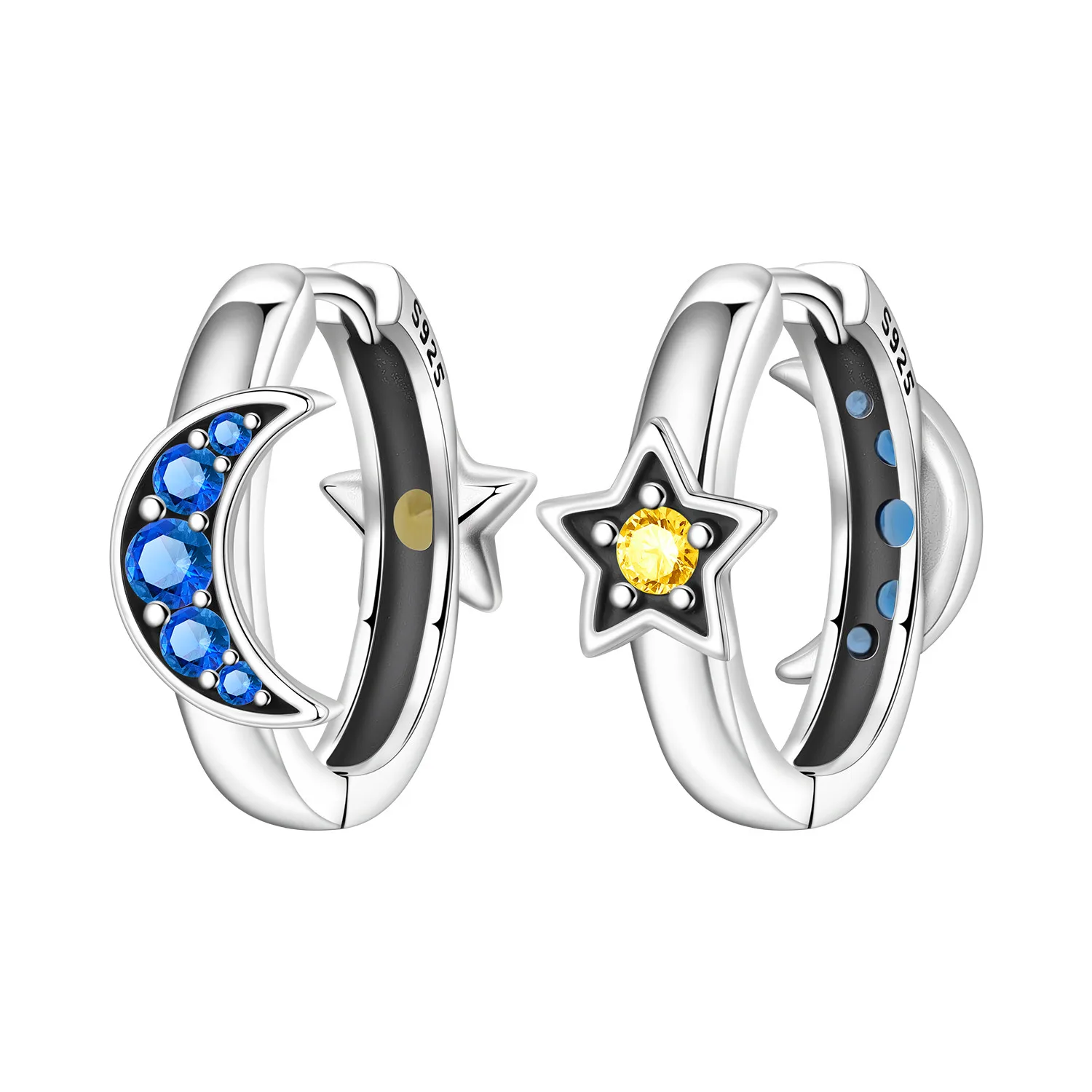 CYCUFF S925 Sterling Silver Sparkling Star Moon Earring Hoop Earring Women Jewelry Original Trendy Anniversary Gifts