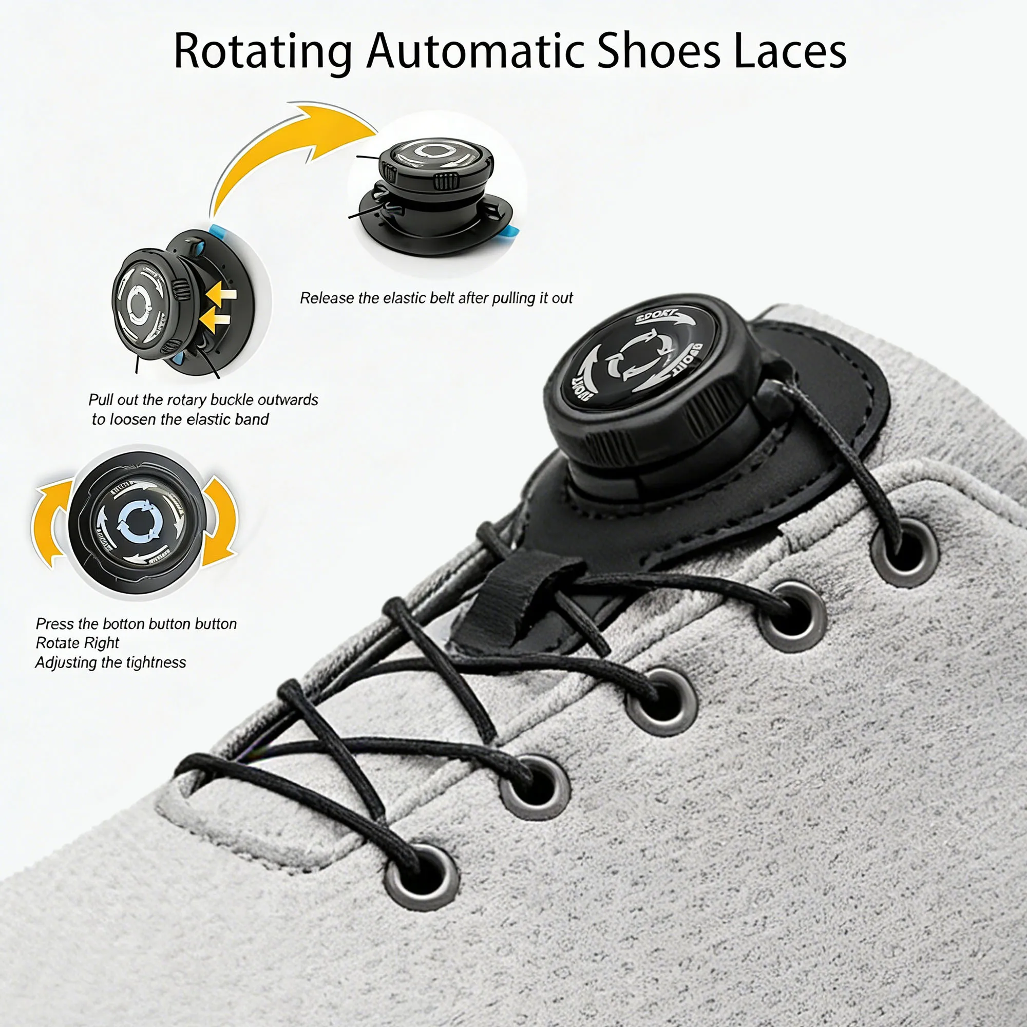 Custom Walking Shoes Men Woman Rotating button without laces Shoe Design Photo Logo Name Lightweight Sneakers Unisex view 5