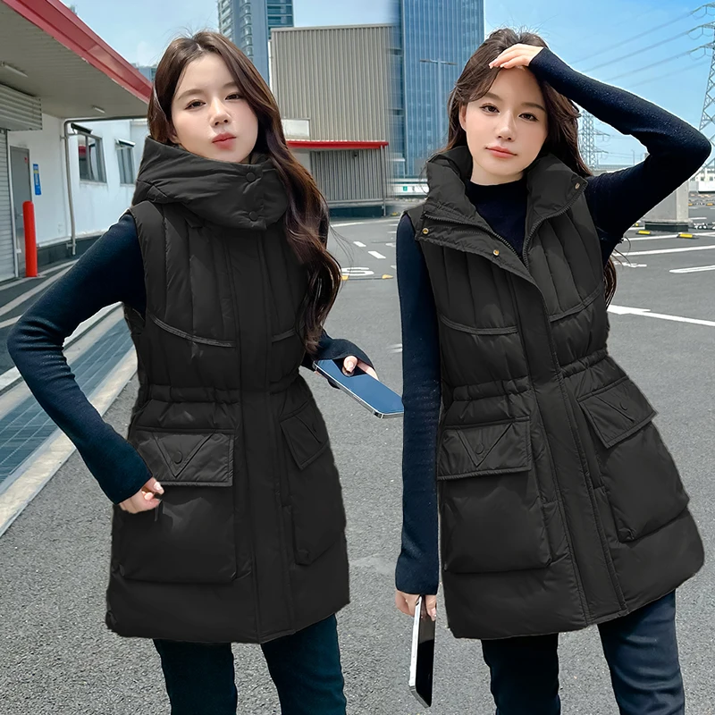 Gilet in cotone da donna Autunno Inverno 2025 New Faion Thiened Cappotto dimagrante di media lunghezza Jaet Pendolarismo Sle Chiusura con cerniera