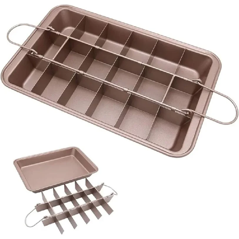 

18 Grids Stainless Steel Loaf Pan Brownie Cake Pan With Dividers Non Stick Square Muffin Pan for Baking Brownie Cake Bakeware