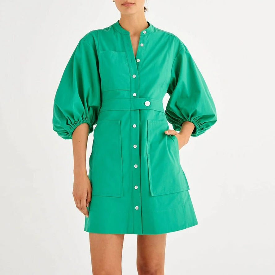 

2022 Spring French Niche Designer Dress Minimalist High-end Green Dresses Women