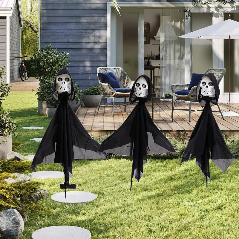 

Halloween Pathway Light Halloween Skull Landscape Lights For Garden Waterproof Garden Ghost Light Stakes Light Ornament 3pcs