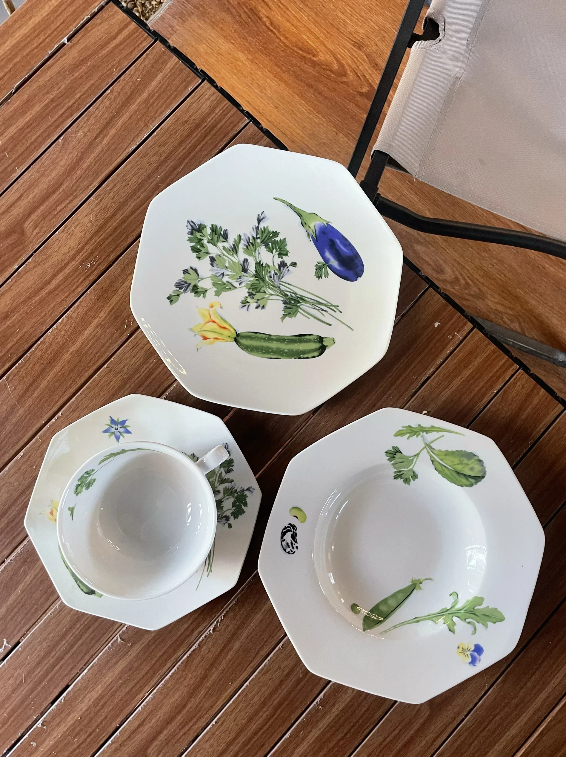 Underglaze Chelsea Garden Series octogonal, plato  carne de forma especial, plato de comedor, plato de sopa, taza  desayuno,